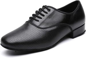 Men's Latin <b>Dance</b> Shoes Leather Lace-up Cotton Fabric Lining Salsa Tango Ballroom Modern Professional Performance Practice - Product Image 5