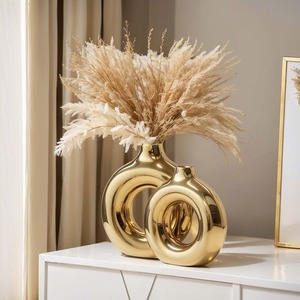 Jarrón de Metal Hecho a Mano en India para Bodas, Diseño Moderno para Mesa, Esmalte Pigmentado, Decoración de Lujo para el Hogar, M F INTERNATIONAL EXPORTS Uttar - Product Image 1