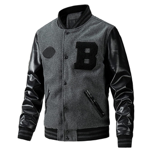 ผู้ผลิต OEM MOQ ต่ำ แจ็คเก็ตเบสบอลแบบ Letterman Varsity คุณภาพสูง ปักลาย แขนหนัง สำหรับผู้ชาย แบบกำหนดเองได้ - Product Image 5