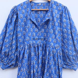 Beautiful floral Cotton Block Printed dress Dress For Casual wear Hand Block Printed Dress - Product Image 6