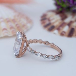 Pass Diamond <b>Tester</b> Luxury Jewelry 925 Sterling Silver Radiant Cut Rose <b>Gold</b> Plated Moissanite 4ct Wedding Engagement Women Ring - Product Image 2
