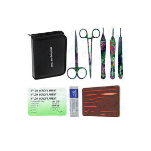 Kit de práctica de sutura para entrenamiento Incluye almohadilla de sutura de silicona con heridas precortadas y herramientas quirúrgicas Kit de sutura Instrumento médico - Product Image 1