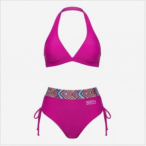 Conjunto de bikini rosa para mujer North Approach con cintura con estampado geométrico y diseño de lazo lateral - Product Image 1