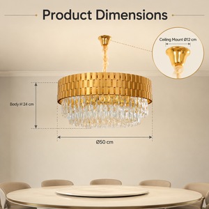 Lustre moderne de luxe en cristal doré, design en métal tricolore pour salle à manger, salon, hall d'hôtel, décoration intérieure - Product Image 3