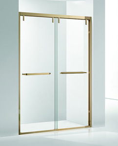 Cabina de ducha de esquina de vidrio templado duradero de primera calidad Diseño de puerta corredera doble que ahorra espacio para villas Hoteles Baño - Product Image 4