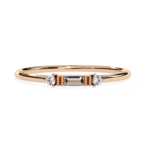 Bagues minimalistes en diamant pour femmes, diamants naturels 100% extraits de l'exploitation minière, baguettes et diamants ronds, or massif 18 carats, bagues empilables, fournisseur - Product Image 2
