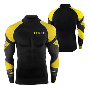 Men's Quick Dry Stretch Fitness Undershirt Long Half Sleeve Rash Guard Sublimated Compression Short Sleeves Swim Wear Fabric - Product Image 1