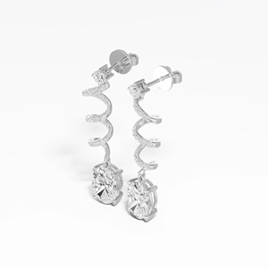 Pendientes de Diamantes Ovalados en Oro Amarillo de Lujo ZAWO con Diseño en Espiral, Diamantes Mossinate Certificados por GIA, Joyería de Boda para Mujer - Product Image 2