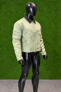 Blouson en jean délavé vert clair pour homme, décontracté, zippé, style workwear, avec col contrastant, poches plaquées, tricoté, printemps - Product Image 3