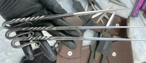 Hand Forged Stainless Steel Kitchen <b>Knives</b> Viking Style <b>Cooking</b> Fork and Spear with Leather Sheath for Party Dining - Product Image 3