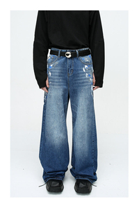 Vintage Washed Graphic Print Baggy Jeans Men’s Streetwear Wide Leg Denim Pants Y2K Hip Hop Women's Loose Fit Trousers UNISEX - Product Image 2