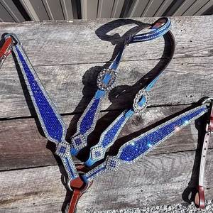 ชุดบังเหียนและสายรัดอกม้าแบบตะวันตกสุดหรู หนังคุณภาพพรีเมียม ประดับด้วยคริสตัล งานแฮนด์เมด อุปกรณ์ขี่ม้าสั่งทำพิเศษ - Product Image 2