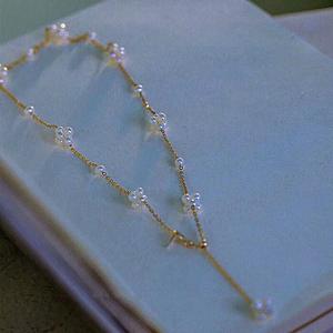 สร้อยคอมุกน้ำจืดธรรมชาติ ดีไซน์หรูหรา แสงอ่อนละมุน ดุจเทพธิดาแห่งฤดูร้อน ประดับด้วยลูกบอลดอกไม้ ดีไซน์ท้องฟ้าเต็มดาว สำหรับผู้หญิง - Product Image 4