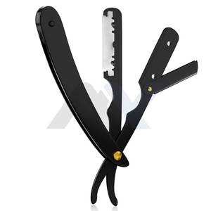 Rasoir droit professionnel pour hommes, durable, noir, rasoir de barbier, lames de sécurité, poignée antidérapante, salons, usage personnel, vente en gros - Product Image 1