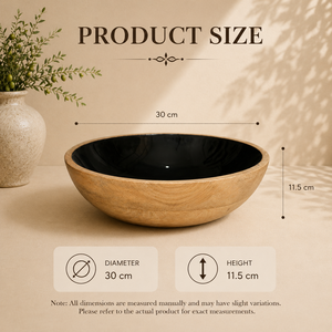 Exclusivo Tazón de Madera con Esmalte Negro para Servir, Tazón Premium para Ensaladas, Frutas, Bocadillos y Frutos Secos, Vajilla Artesanal para el Hogar - Product Image 2