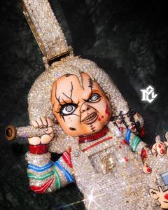 Pendentif 3D Chucky en Moissanite VVS, Gravé sur Mesure, en Argent 925 Certifié Luxe, Unisexe, Style Hip Hop Horreur Rapper, Bijoux Iced - Product Image 3