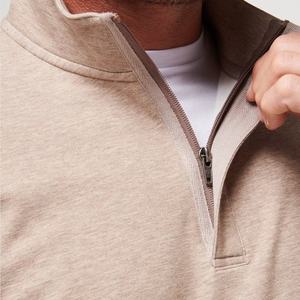 Logo personnalisé Hommes grande taille coupe ajustée confortable doux couleur unie à manches longues polaire chaud quart fermeture éclair Golf Pull - Product Image 5