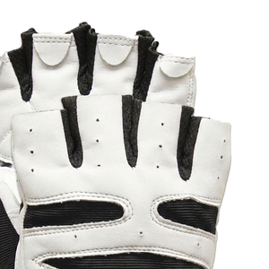 Gants d'entraînement en cuir demi-doigts pour tractions, musculation et bodybuilding, en cuir et néoprène - Product Image 2