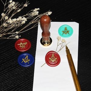Sceau de cire maçonnique traditionnel avec équerre et compas, cadeau maçonnique, sceau de cire épée maçonnique, diamètre 1'' - Product Image 4