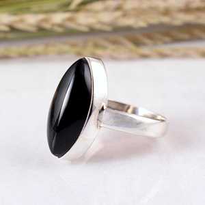 Handmade 925 Sterling <b>Silver</b> Smoky Quartz Natural Marquise Brown Gemstone Bezel Set <b>Statement</b> <b>Ring</b> Adjustable Matte Finish Boho - Product Image 2