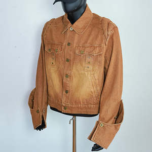 Veste en jean pour homme à capuche, style sportif, softshell en nylon réversible, style vintage, teinture unie, service OEM, hiver - Product Image 6