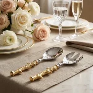 Juego de Cubiertos Vintage de Metal con Mango Dorado en Forma de Rama, Acabado Espejo, para Bodas, Cenas, Hogar, Restaurantes y Hoteles - Product Image 3