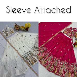 Lahenga Choli Dupatta Vintage para Fiesta, Seda Vichitra Pura, Bordado hasta el Suelo - Product Image 6