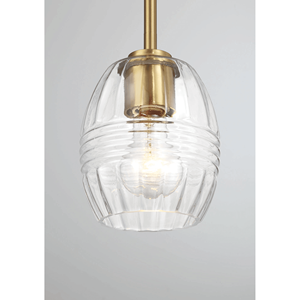 Lampadario a sospensione singola Vista con catena, in vetro trasparente e ottone satinato - Product Image 5