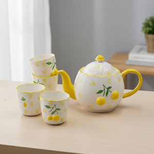 Premium Quality 3460983SETB-1.0 NEW BONE CHINA <b>TEA</b> <b>POT</b> <b>SET</b> W/4CUP - Product Image 1