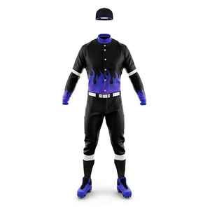 Custom Sublimated Baseball Uniform Men's Full Sleeve Jersey <b>Pants</b> Set Moisture Wicking Fitted All Seasons Adult Team Apparel - Product Image 1