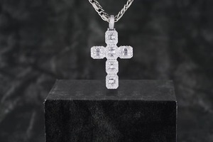 Pendentif croix en moissanite et argent 925 avec diamants taillés, plaqué rhodium, bijoux hip-hop unisexe, cadeau - Product Image 2