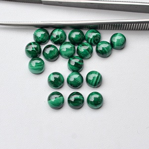 Cabochon rond à dos plat en malachite verte naturelle de 7 mm, pierre semi-précieuse la plus vendue, idéale pour la bijouterie, à prix raisonnable - Product Image 3