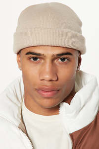 Unisex Beige Knit Beanie Hat Soft Acrylic <b>Winter</b> <b>Cap</b> Folded Cuff Design Warm Comfortable Casual Outdoor Headwear for Daily Wear - Product Image 4