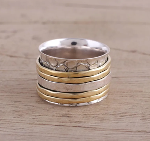 Five Rotation Sterling Silver Meditation <b>Ring</b> <b>for</b> <b>Women</b>, Bohemian Christian <b>Spinner</b> <b>Ring</b>, Wedding Engagement <b>Ring</b>, Party Gift - Product Image 4