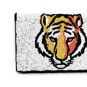 Handmade Women's Designer Beaded Tiger <b>Face</b> Clutch Bag Durable Embroidery Pattern Foldable Magnetic Closure Custom Export Bulk - Product Image 3