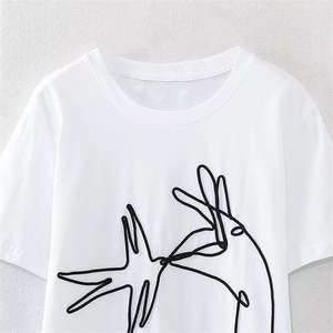 T-shirts en tricot doux imprimés pour femmes, fabricant OEM, tee-shirt en coton décontracté de qualité supérieure, design élégant pour les marques de vente au détail et de mode - Product Image 3