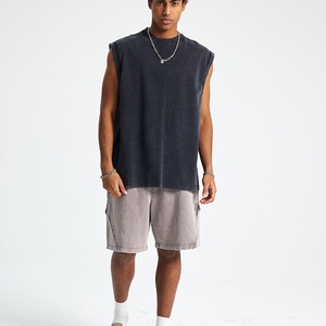 Custom Blank Plain Wax Dyeing Men's Vest Washed Vintage Style <b>Sleeveless</b> <b>T</b>-<b>shirt</b> Baggy Unisex Tank Top - Product Image 5