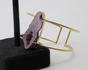 Druzy Cuff <b>Bangles</b> with German <b>Silver</b>, Adjustable Druzy Stone Open Cuff <b>Bracelet</b>, Fashion Gemstone <b>Bangle</b> Jewelry for Women - Product Image 3