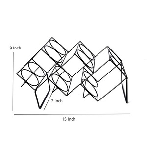 Soporte para Botellas de Vino de Hierro Negro, Diseño Geométrico de 6 Botellas con Marco Abierto para Barra de Barra o Comedor - Product Image 3
