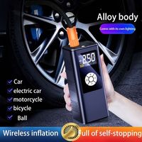 Portable Wireless Tire Inflator 12V Aluminum Alloy Digital Display Car Motorcycle Bicycle Self-Stopping Inflation Tool