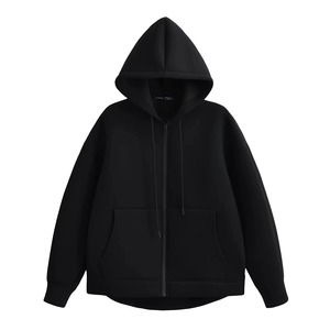 Sweat-shirt à capuche zippé oversize pour homme, couleur unie, décontracté, manches longues, poche, en coton French Terry, collection automne 2027 - Product Image 3