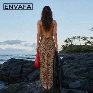 Vestido largo informal ajustado con estampado para mujer P11450, vestido de verano con cuello halter, espalda descubierta, cuello en V, ceñido al cuerpo, para fiesta, playa, vacaciones. - Product Image 2