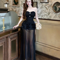 Robe longue élégante en soie pour femme, style princesse, design simple, taille naturelle, manches courtes, confortable, lavable, couleur unie, décontractée et formelle
