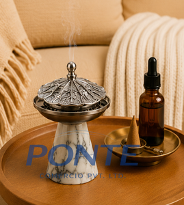 Luxury Hand-Carved Marble Incense Burner With Antique Metal Lid <b>Decorative</b> Bakhoor Holder For Home Fragrance & Spiritual - Product Image 6