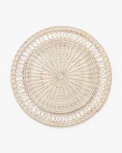 Mantel Individual Artesanal de Ratán Blanqueado para Decoración de Mesa, Estilo Boho Ecológico para el Hogar - Product Image 1
