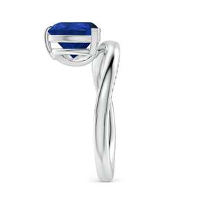 Angled Pear Blue Sapphire Curved Solitaire Engagement <b>Ring</b> Handmade Customized Fine Jewelry Wedding 14K Solid Gold - Product Image 3
