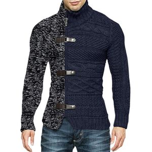 Suéter de Cuello Alto Acanalado para Hombre, Cárdigan con Bolsillos Prácticos, Diseño Abierto por Delante, Cuello Alto Moderno, Ropa de Punto Lisa - Product Image 5