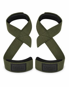 Sangles de levage FAWKES en forme de 8, rouges, réglables, légères, en nylon, pour musculation, unisexe, fermeture à boucle, sans élasticité, prix abordable - Product Image 2