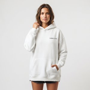 Wholesale Women's <b>Oversized</b> <b>Hoodie</b> Solid <b>White</b> Color Breathable Drop Shoulder Pullover Custom Casual Clothing - Product Image 3