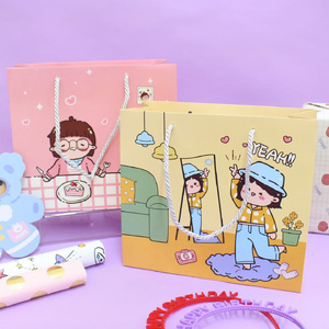 Custom Baby Gift Paper Bag with Transparent Window | Brown-<b>Hair</b> Baby Design | Eco-Friendly Kraft Packaging (Plum) - Product Image 6